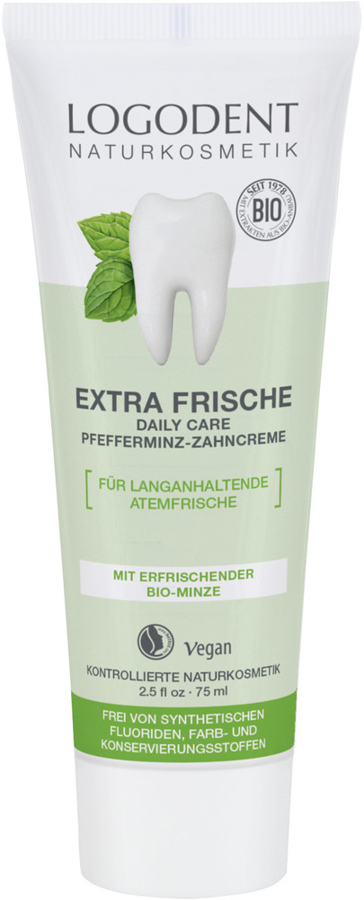 Зубна освіжаюча біо-паста з м'ятою Logona Daily Care Organic Peppermint toothpaste — фото 1